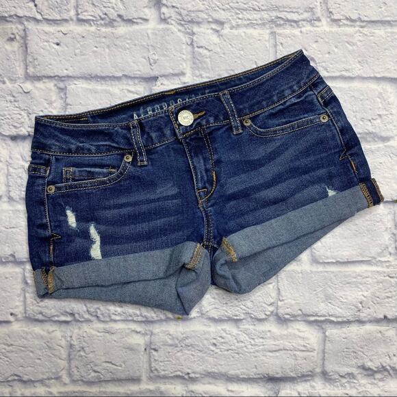Aeropostale Distressed, Cuffed Jean Shorts - Picture 1 of 7